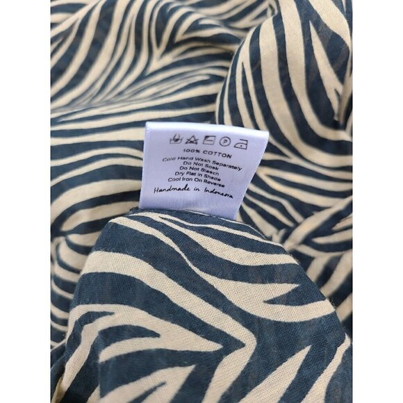Auguste Cotton Zebra Stripe Dress Womens 4 Slits Ruffles Short Sleeve V Neck - Picture 6 of 6